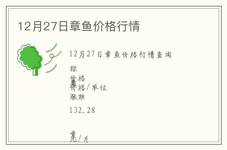 12月27日章魚價格行情