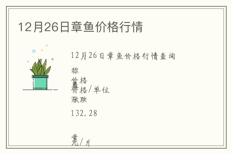 12月26日章魚價格行情