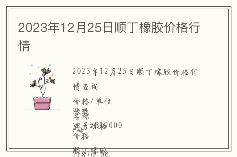 2023年12月25日順丁橡膠價格行情