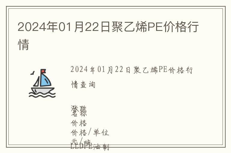 2024年01月22日聚乙烯PE價格行情