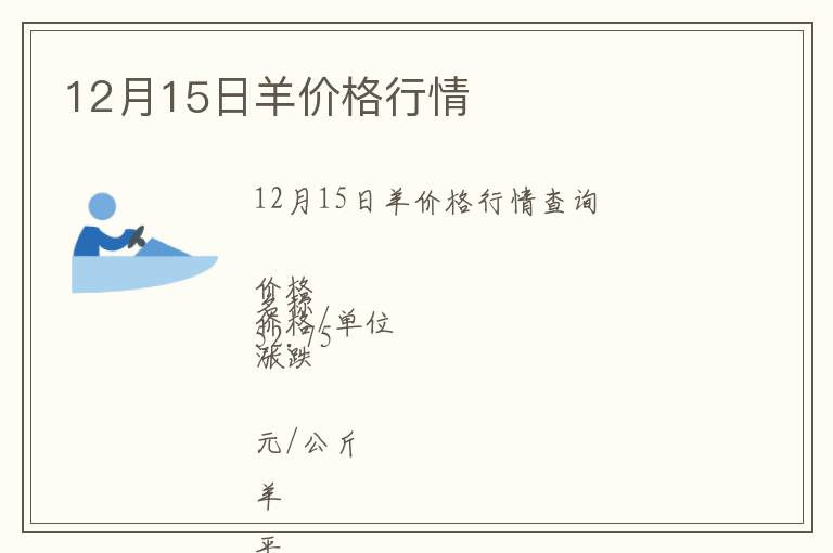 12月15日羊價(jià)格行情