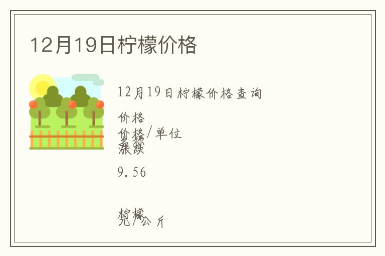 12月19日檸檬價格