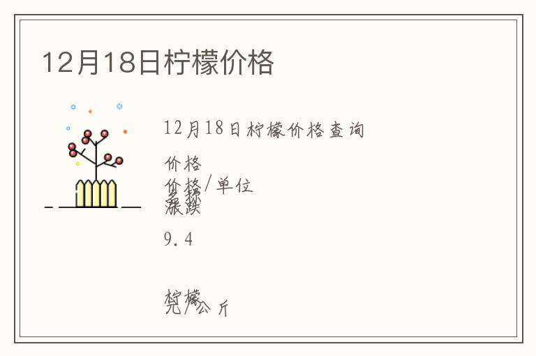 12月18日檸檬價格