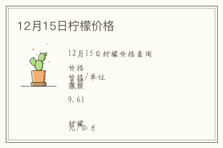 12月15日檸檬價格