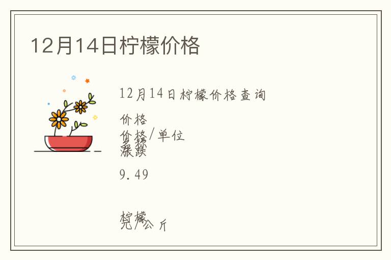 12月14日檸檬價格