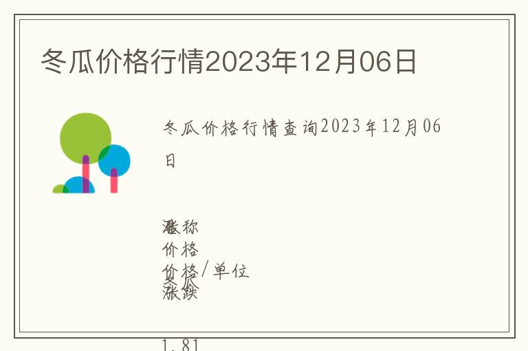 冬瓜價格行情2023年12月06日