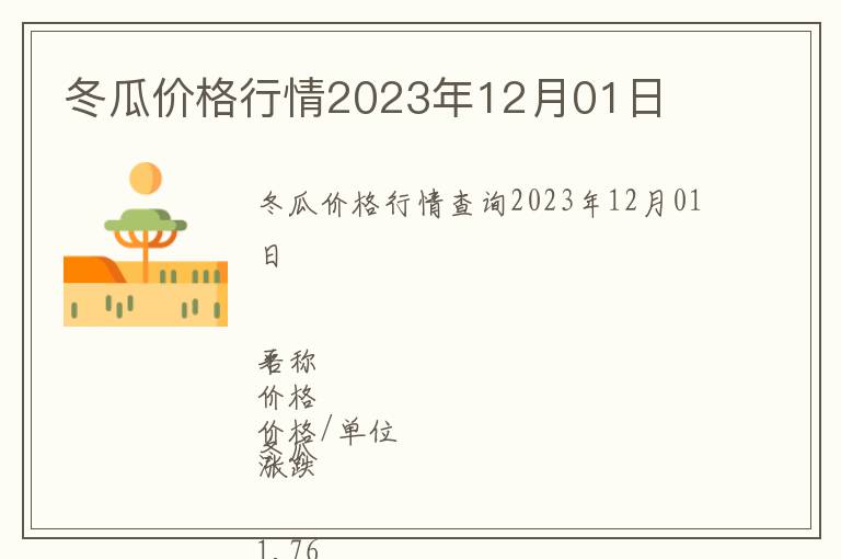 冬瓜價格行情2023年12月01日