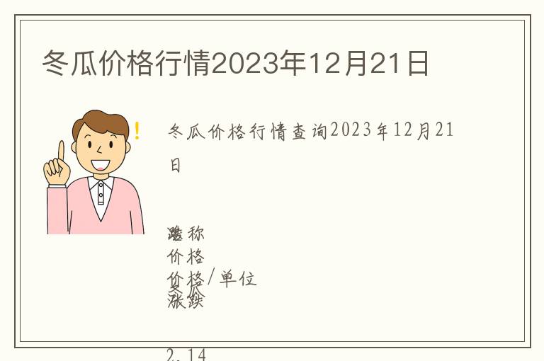 冬瓜價格行情2023年12月21日