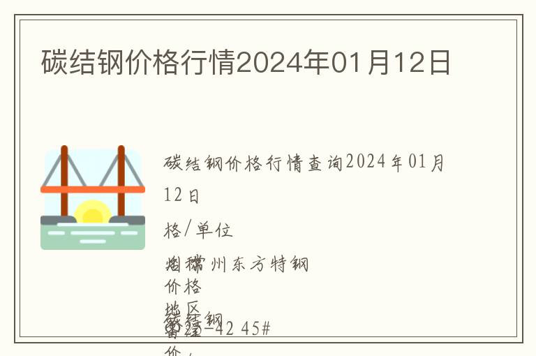 碳結(jié)鋼價(jià)格行情2024年01月12日