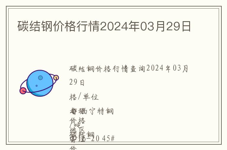 碳結鋼價格行情2024年03月29日