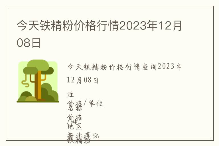 今天鐵精粉價格行情2023年12月08日