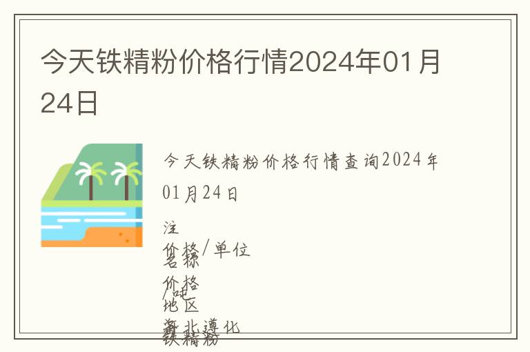 今天鐵精粉價格行情2024年01月24日