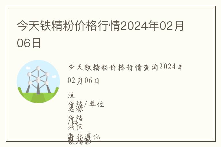 今天鐵精粉價格行情2024年02月06日