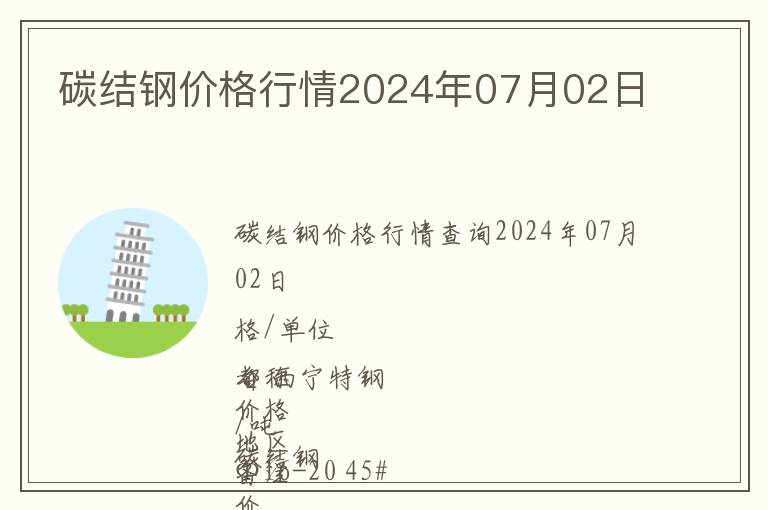 碳結鋼價格行情2024年07月02日