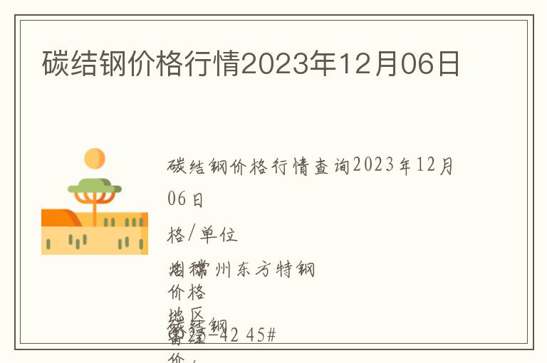 碳結鋼價格行情2023年12月06日