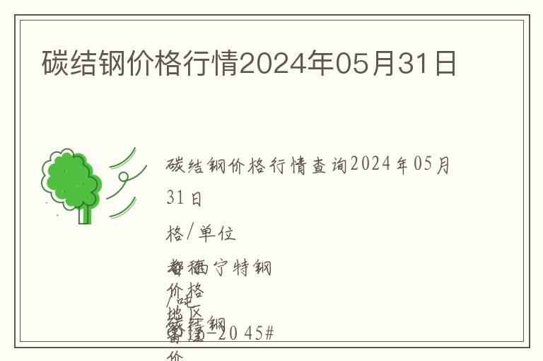 碳結鋼價格行情2024年05月31日