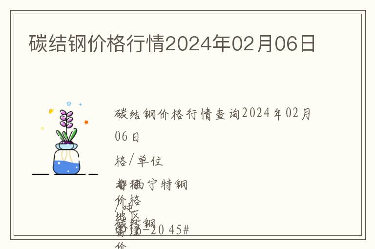 碳結鋼價格行情2024年02月06日