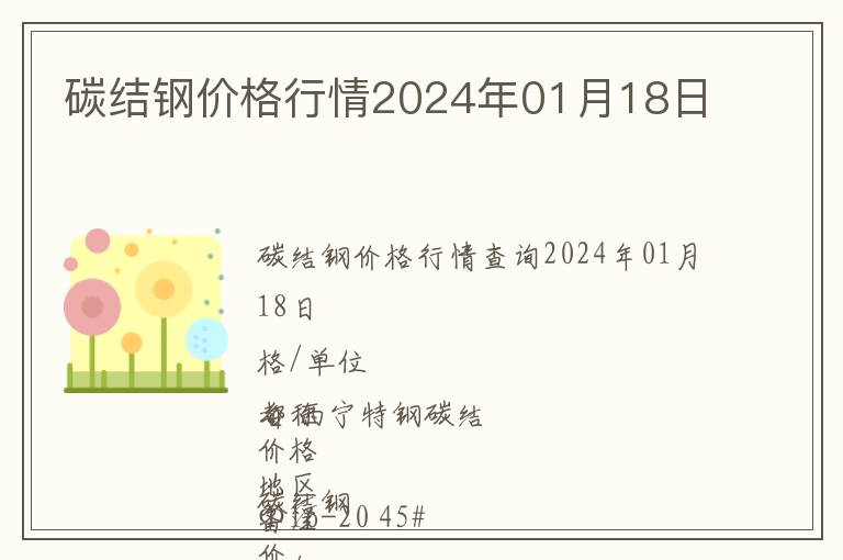 碳結鋼價格行情2024年01月18日