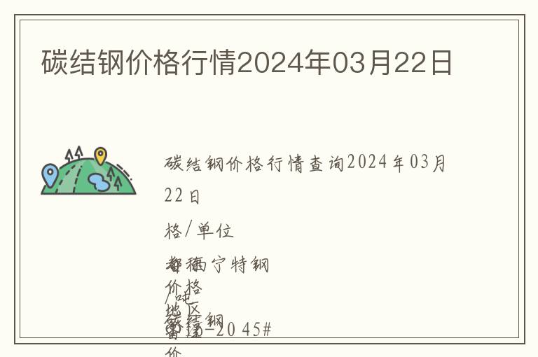 碳結(jié)鋼價格行情2024年03月22日