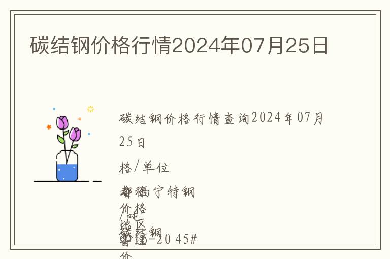 碳結鋼價格行情2024年07月25日