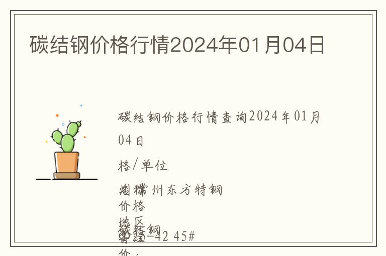 碳結鋼價格行情2024年01月04日