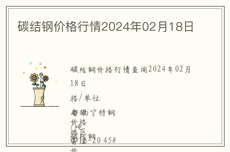 碳結(jié)鋼價格行情2024年02月18日