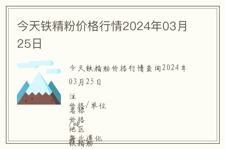 今天鐵精粉價格行情2024年03月25日