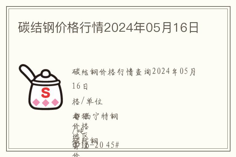 碳結鋼價格行情2024年05月16日