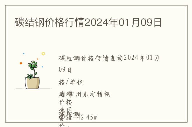 碳結鋼價格行情2024年01月09日