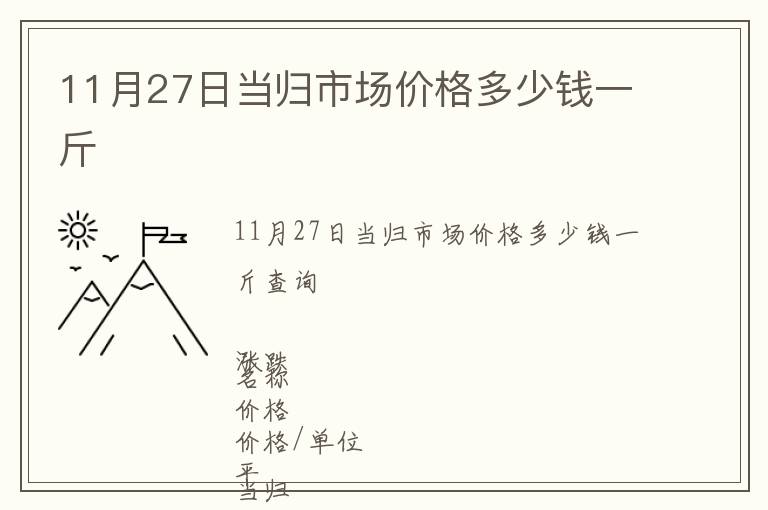 11月27日當歸市場價格多少錢一斤