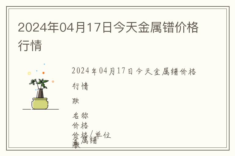 2024年04月17日今天金屬鐠價格行情