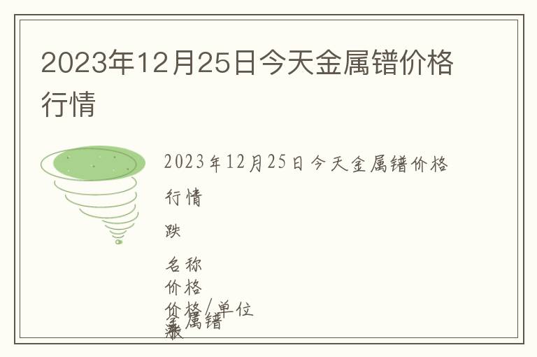 2023年12月25日今天金屬鐠價格行情