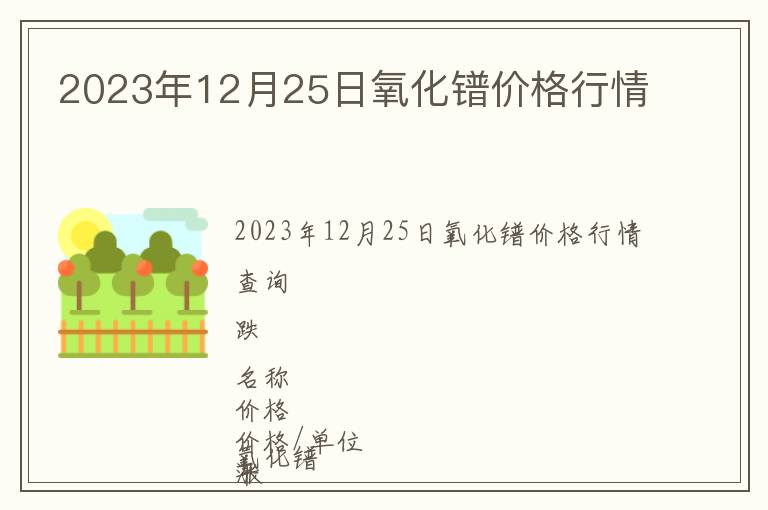 2023年12月25日氧化鐠價格行情