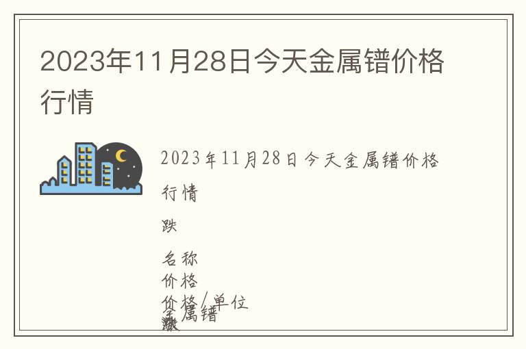 2023年11月28日今天金屬鐠價格行情