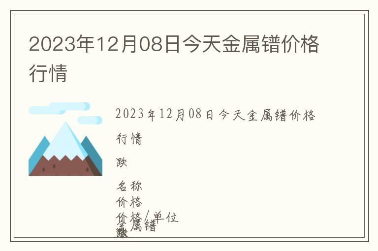 2023年12月08日今天金屬鐠價格行情