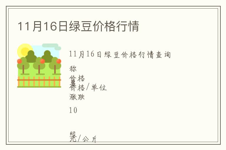 11月16日綠豆價格行情