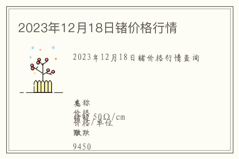 2023年12月18日鍺價格行情