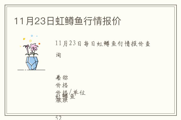 11月23日虹鱒魚行情報價