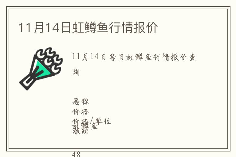 11月14日虹鱒魚行情報價