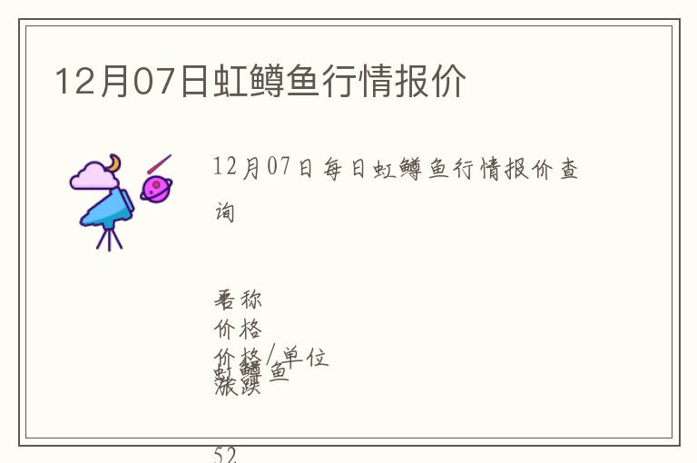 12月07日虹鱒魚行情報(bào)價(jià)