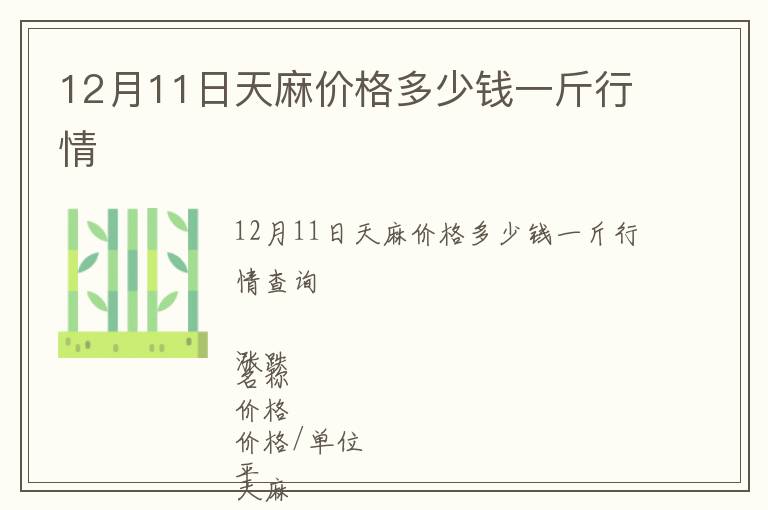 12月11日天麻價格多少錢一斤行情