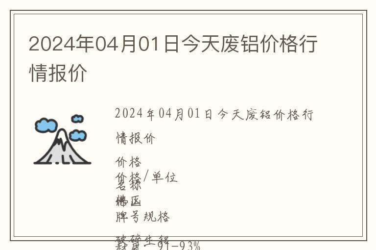 2024年04月01日今天廢鋁價格行情報價