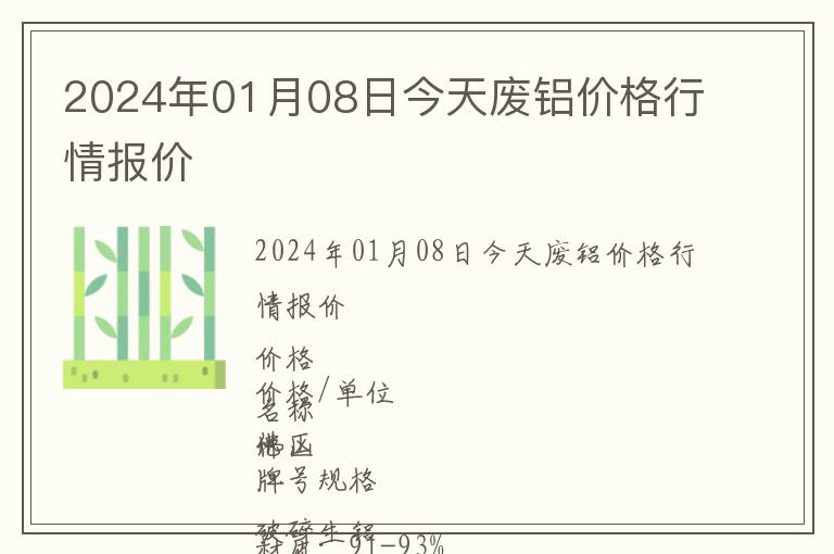 2024年01月08日今天廢鋁價格行情報價