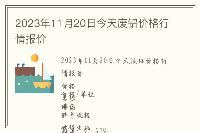 2023年11月20日今天廢鋁價格行情報價