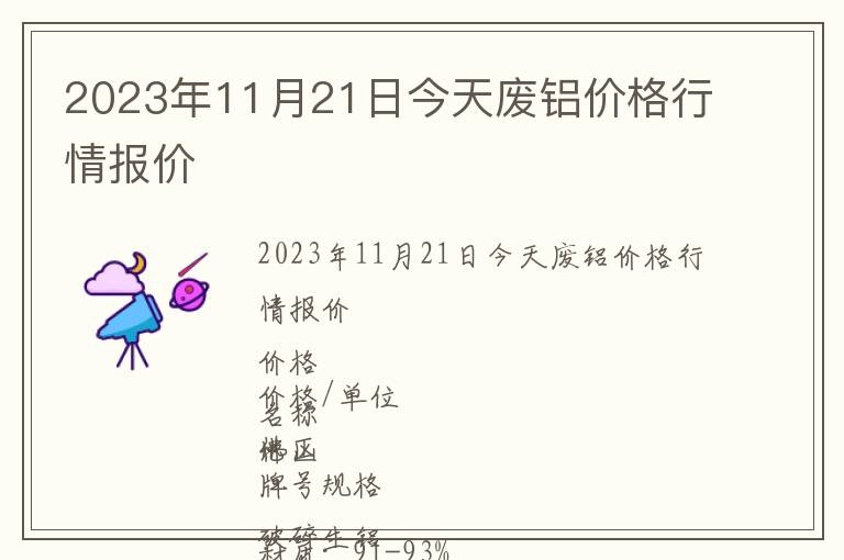 2023年11月21日今天廢鋁價格行情報價