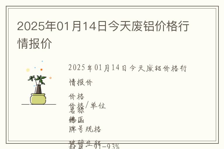 2025年01月14日今天廢鋁價格行情報價