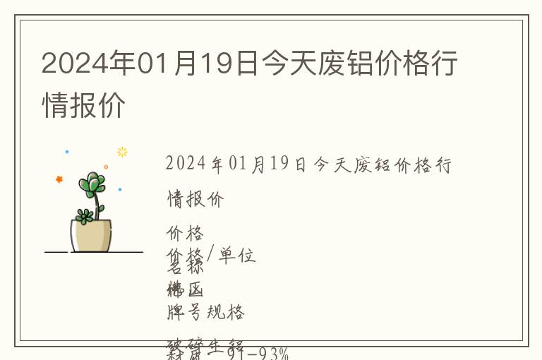 2024年01月19日今天廢鋁價格行情報價