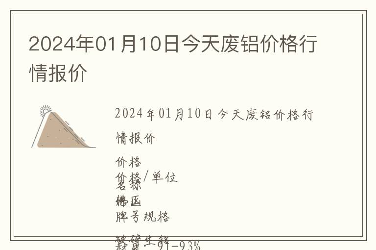 2024年01月10日今天廢鋁價格行情報價