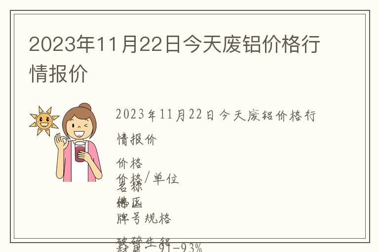 2023年11月22日今天廢鋁價格行情報價