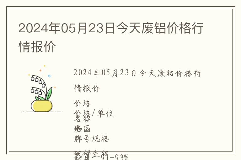 2024年05月23日今天廢鋁價格行情報價